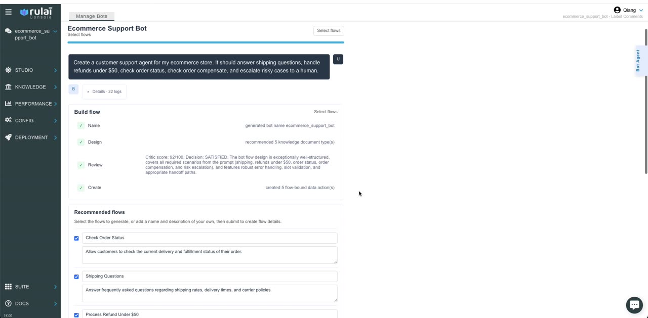 The critic review with a 92 out of 100 score and a checklist of recommended flows.